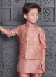 Thread Work Nehru Jacket Set In Onion Pink Color