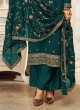 Georgette Rama Green Embroidered Dress Material