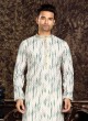 Lucknowi Emboidered Off White Kurta Pajama For Men