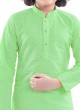 Green Color Chikan Cotton Kurta Pajama
