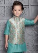 Digital Print Sea Green Color Nehru Jacket Set