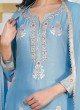 Palazzo Style Kurti Set In Sky Blue Color