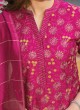 Festive Wear Aline Kurti Set In Rani Pink Color