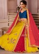 Designer Lehenga Choli In Mustard Yellow And Blue Color