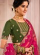 Mehendi Green And Pink lehenga Choli With Khatli Work