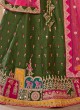 Mehendi Green And Pink lehenga Choli With Khatli Work