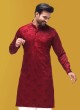 Traditional Wear Maroon And White Indowestern Set