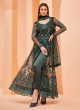 Mehndi Green Embroidered Long Salwar Kameez