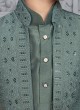 Palace Green Lucknowi Work Nehru Jacket Set