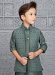 Palace Green Lucknowi Work Nehru Jacket Set