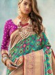 Wedding Wear Patola Print Saree In Rama Green Color