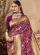 Purple Banarasi Silk Patola Saree with Elephant Motif