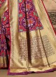 Purple Banarasi Silk Patola Saree with Elephant Motif