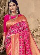 Deep Pink Banarasi Silk Patola Saree With Weaving