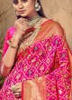 Patola Printed Saree In Deep PInk Color