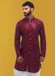 Maroon And White Dhoti Style Indowestern Set