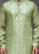 Pista Green Mens Embroidered Kurta Pajama