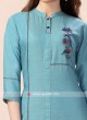 Straight Light Teal Cotton Silk Kurti