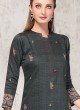 Dark Grey Printed Kurti Set