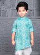 Sky Blue And White Bandhani Printed Kurta Pajama