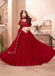 Red Pleated Lehenga Choli With Sequin Work