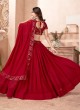 Red Pleated Lehenga Choli With Sequin Work