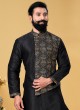 Black Thread Embroidered Indowestern Set