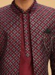 Ethnic Jacket Style Indowestern In Wine Color