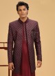 Ethnic Jacket Style Indowestern In Wine Color