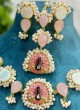 Elegant Pink Stones and Pearl Necklace With Peacock Pendant