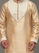 Festive Wear Art Silk Kurta In Golden Cream Color