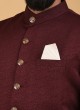 Designer Wine Color Indowestern For Men