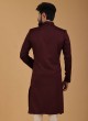 Designer Wine Color Indowestern For Men