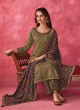 Shagufta Olive Green Chanderi Silk Salwar Kameez