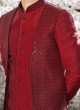 Red And Black Jacket Style Indowestern Set