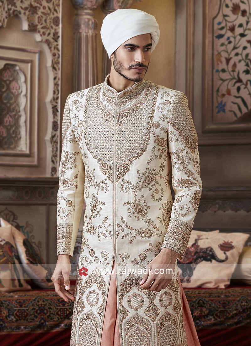 Wedding sherwani cream on sale colour