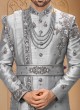 Designer Sherwani In Grey Color