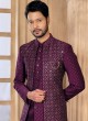 Purple Jacket Style Embroidered Indowestern Set