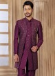 Purple Jacket Style Embroidered Indowestern Set