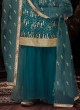 Steel Blue Embroidered Soft Net Dress Material
