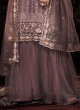 Embroidered Rosy Brown Soft Net Dress Material