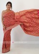 Red Bandhani Chiffon Saree