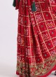 Red Bandhani Gajji Silk Gharchola Saree