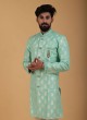 Art Silk Indowestern In Pista Green Color