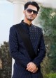 Designer Navy Blue Indowestern Set