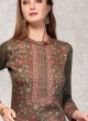 Printed Olive Green And Maroon Kurti Set