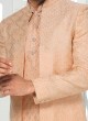 Light Orange Indowestern Set With Sequins Work Jacket