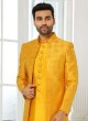 Mustard Yellow Embroidered Men's Indowestern