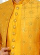 Mustard Yellow Embroidered Men's Indowestern