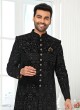 Stylish Black Embroidered Indowestern For Men